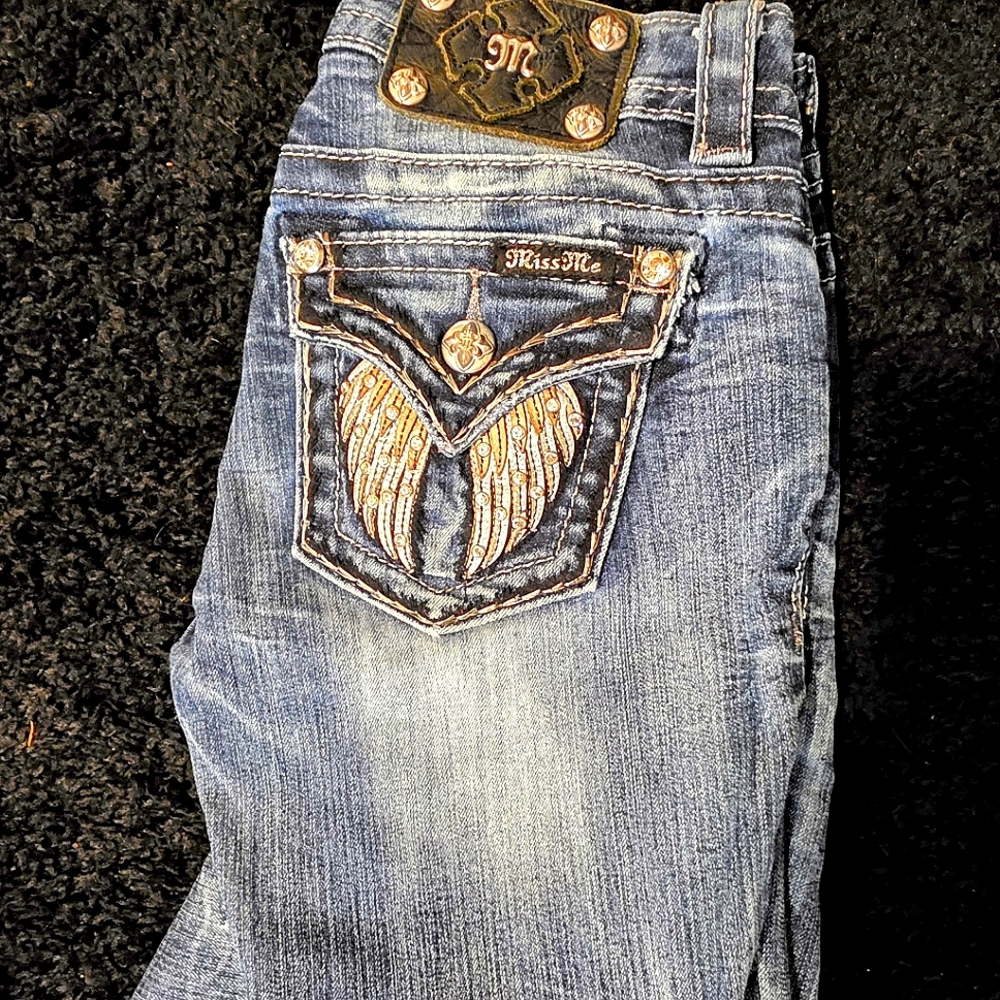 Miss Me Denim Jeans with Gold Accents